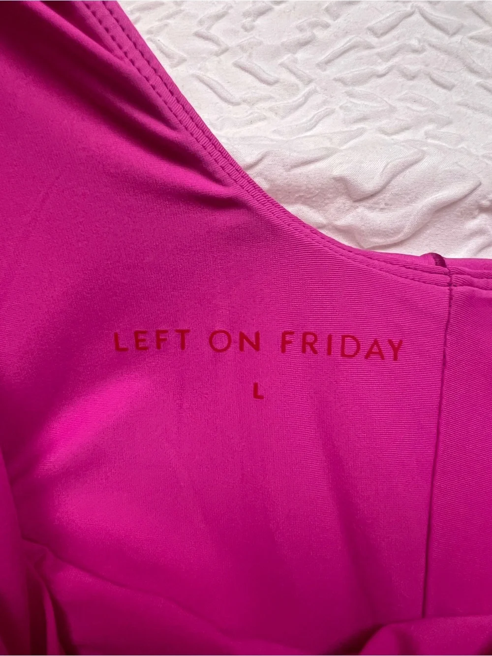 Left On Friday Streamline Swimsuit Hot Pink L Square Neck One-Piece - Picture 8 of 9